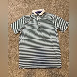 Greyson Moab Purple White Teal Stripe Mens Polo Large